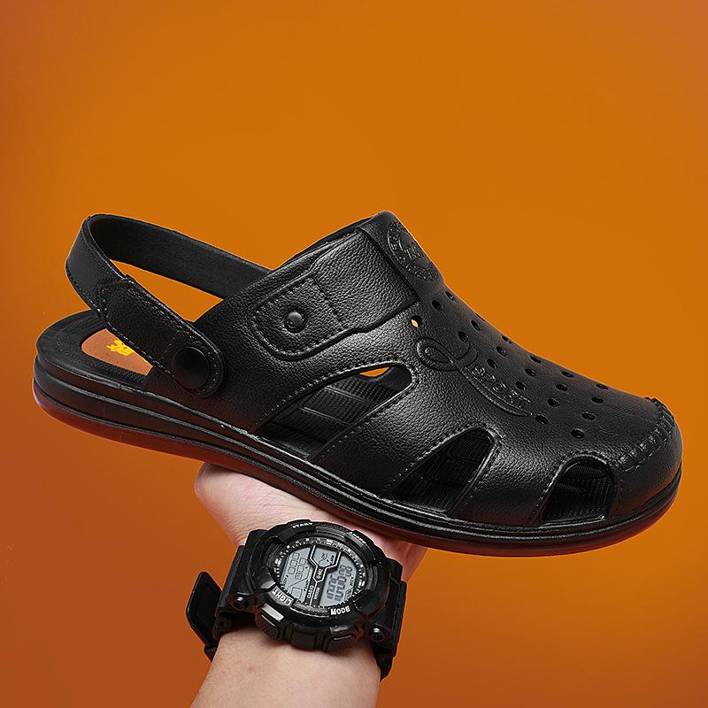 

Sandals men s integrated new summer casual men s bag head annual soft sole non-slip wear-resistant shoes breathable beach casual shoes 44 темно-коричневого кольору