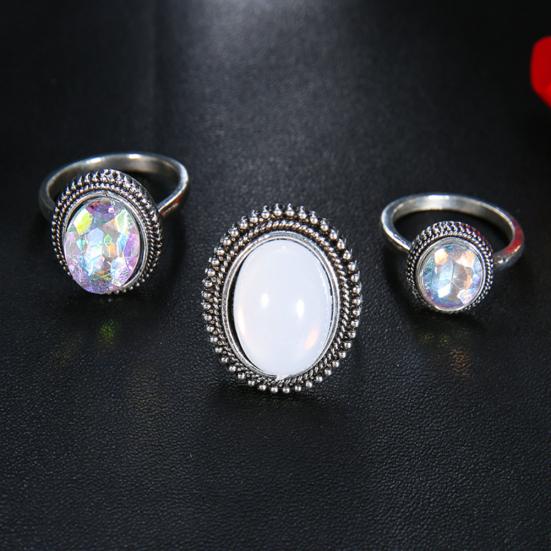 Juego de anillos de dedo apilables creativos, piedras preciosas artificiales, regalo de joyería para mujer