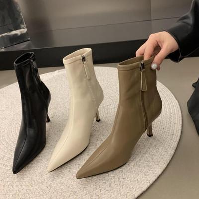 Fashion Autumn Fashion Thin Heel Slim Ankle Boot Women Pointed Toe Zipper Shoes Mordern Short Booties Zapatos De Mujer