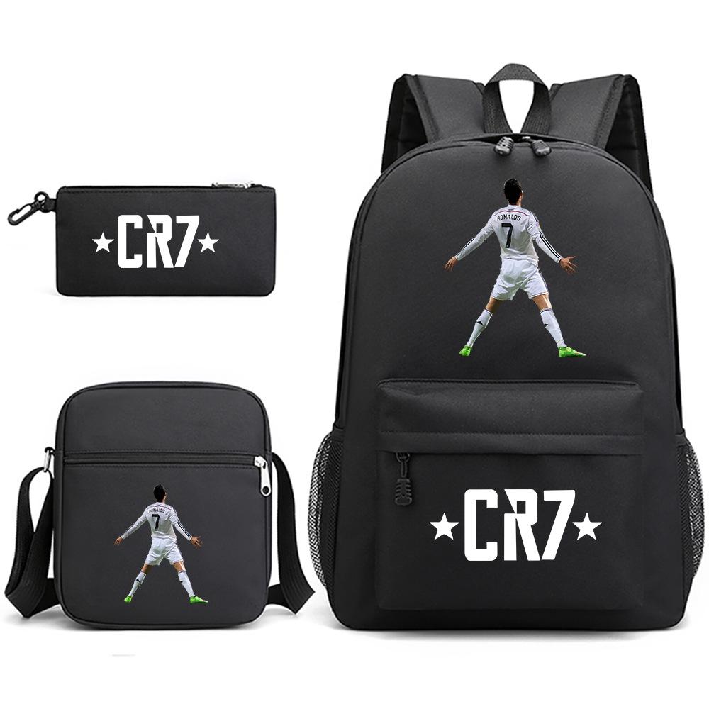 Soccer Star Backpack Set 3 In 1, Youth School Bookbag with Shoulder Bag and Pencil Case, Sports Travel Rucksack