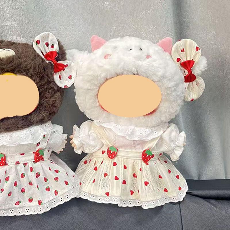 [Cloth Only] Cute Cartoon Fashion Doll Clothes for Plush Dolls, Strawberry-full Dress Set.