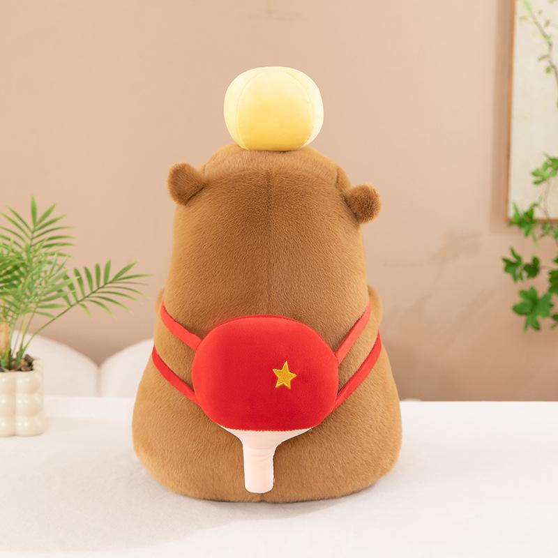Table tennis capybara doll ugly cute sports kapibara doll plush toy children's birthday gift throw pillow girl