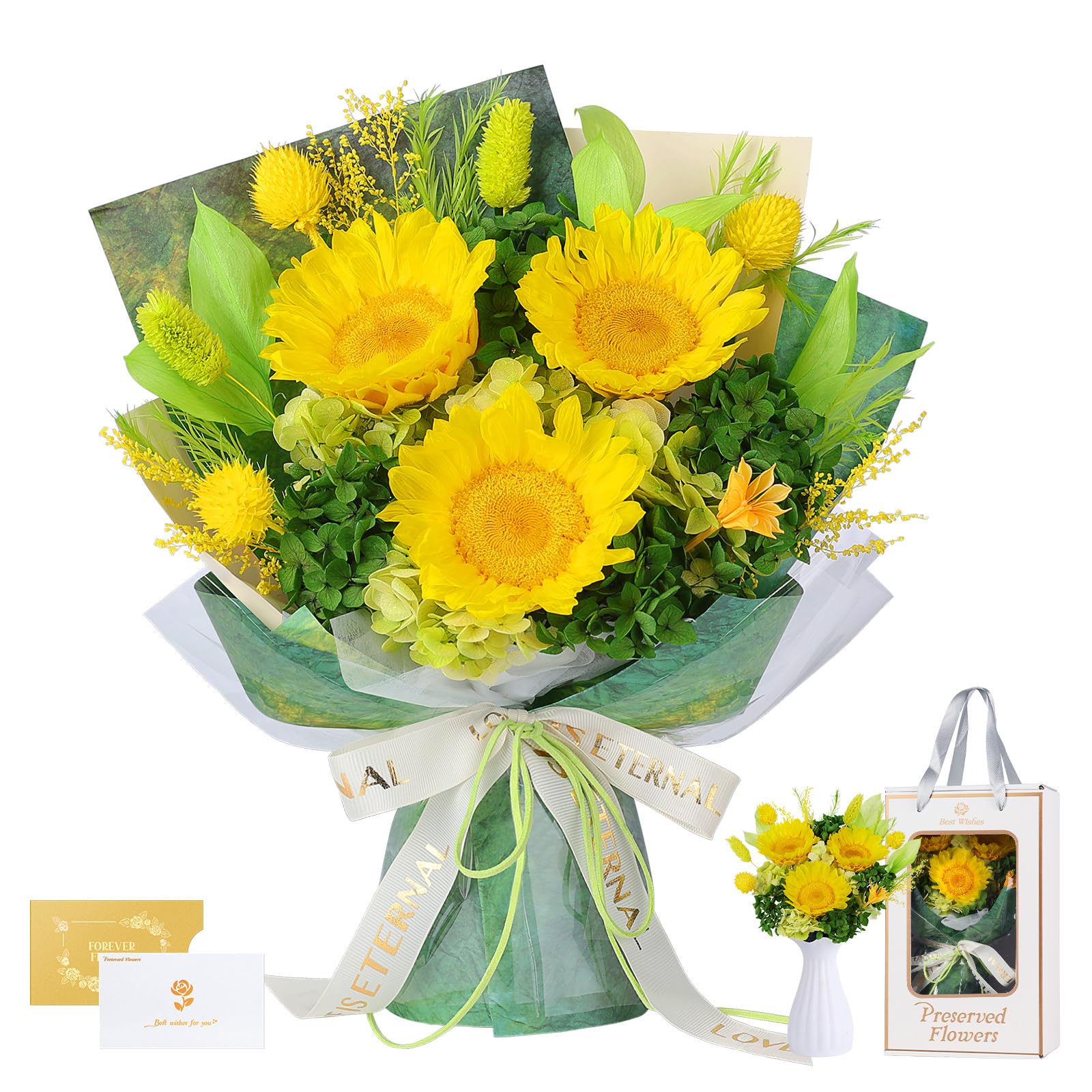 

Preserved sunflower vase never popular for present flowers, bouquet, scented, included, withers, Mother s Day, graduation, celebration, women,