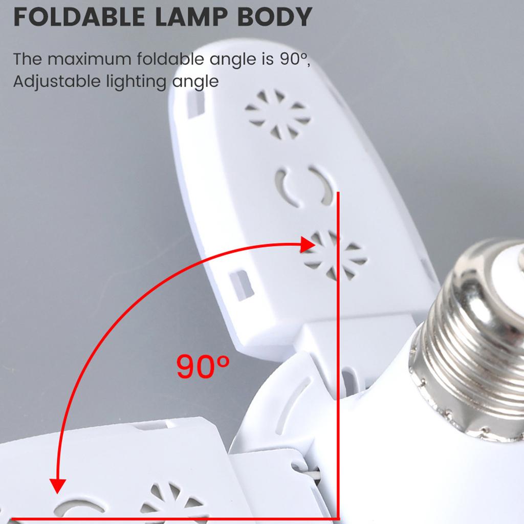 E27 Fan Shape Foldable 28W LED Bulb Deformation 6500K Utility Room LED Wall Lamp For Barn Workshop Storage White Leaf Light