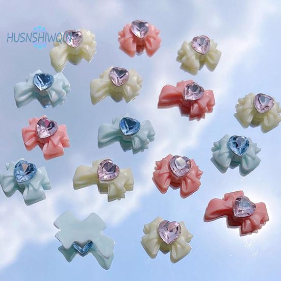 10ks Bow Nail Charms Dragon Heart Resin 3D Ekologické kosmetické doplňky pro krásné a okouzlující nehty