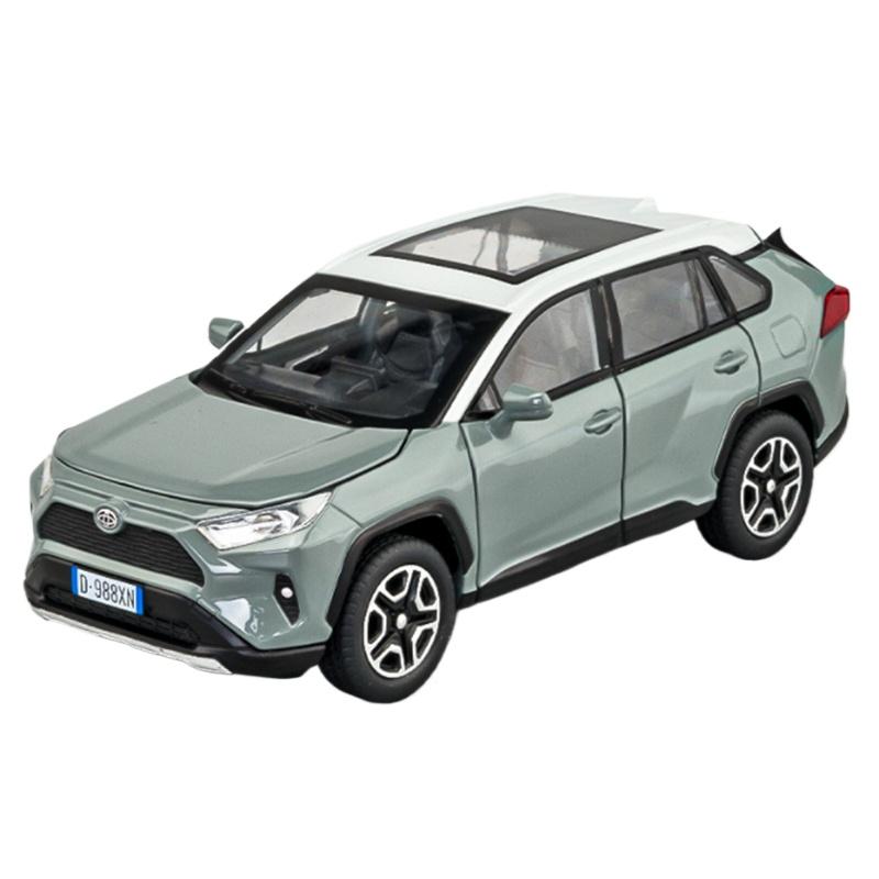 1/32 Toyota RAV4 SUV Alloy Car Model Diecast Metal Toy Vehicles Car Model High Simulation Sound and Light Collection Childrens Toy Gift