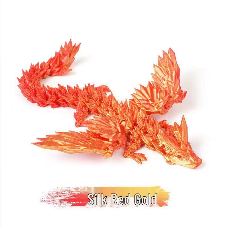 3D Printed Expandable Winged Crystal Dragon Ornament - Gemstone Dragon Children's Toy