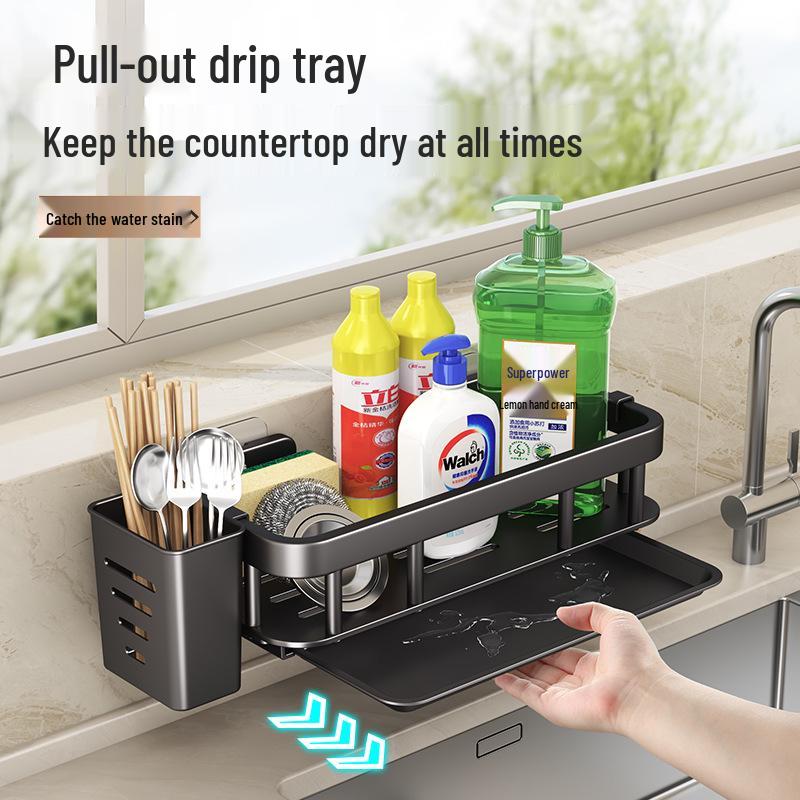 Punch-Free Kitchen Sink Organizer: Multifunctional Dishcloth and Sponge Rack