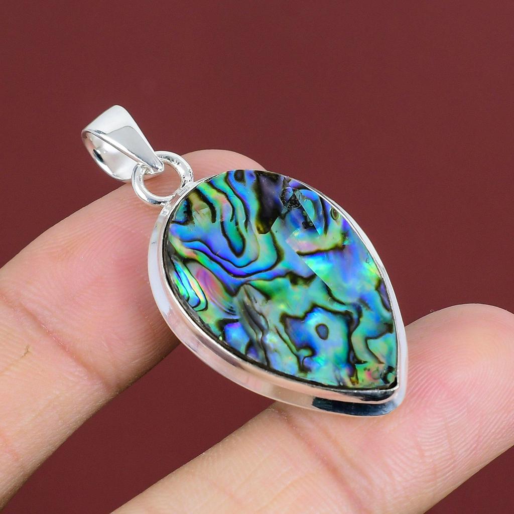 Abalone Shell Pendant Handmade Pendant Beautiful Gemstone Pendant 925 Sterling Silver Pendant Wedding Jewelry Designer Pendant Gifts For Him