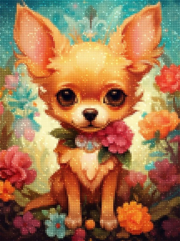 Haft diamentowy uroczy chihuahua 30x40 cm