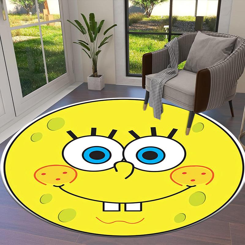 1pc SpongeBob SquarePants Round Carpet, Made of Polyester,Perfect for Decorating Office Chairs, Living Rooms,fplt176