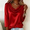 Solid Tops Blouse Business Casual Women For Long Sleeve Dressy 3/4 Shirt