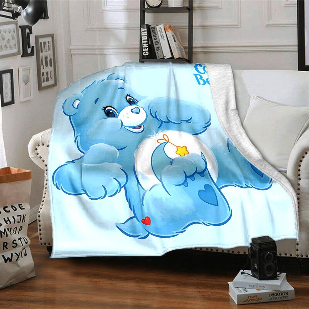 1pc Rainbow Heart Bear flannel Blanket for Super Soft Cute Comfort Blanket for Travel Bedding Couch Sofa Blanket Y73035