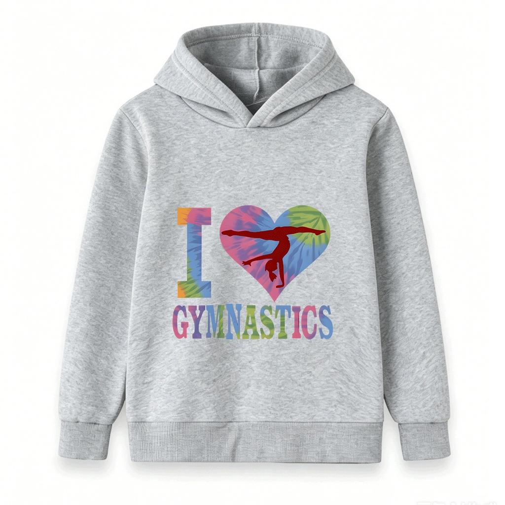 Kids Boys Girls 100% Cotton Crew Neck Short Sleeve T-Shirt, I Love Gymnastics Tie Dye Print Casual Sports Tee for Gymnastics Lovers, Soft Breathable D