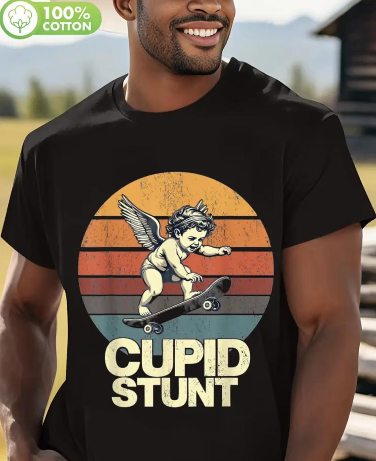 Men s Cupid Stunt Funny T-Shirt Skateboard Skater Retro Sunset Graphic Joke Gift S разноцветный