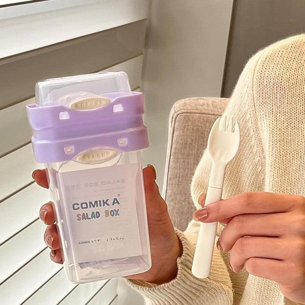880ML Přenosný kelímek na snídani Ovesná kaše Cereálie Ořech Jogurt Salátový kelímek Sada nádob s vidličkou Školní svačinový box Úložný box na potraviny Bento box