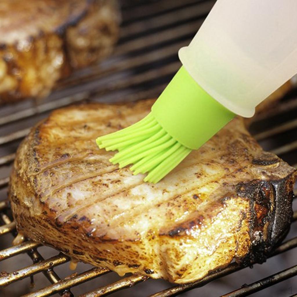 Heat Resistant Grill Oil Bottle Brush Silicone BBQ Basting Brushes Green