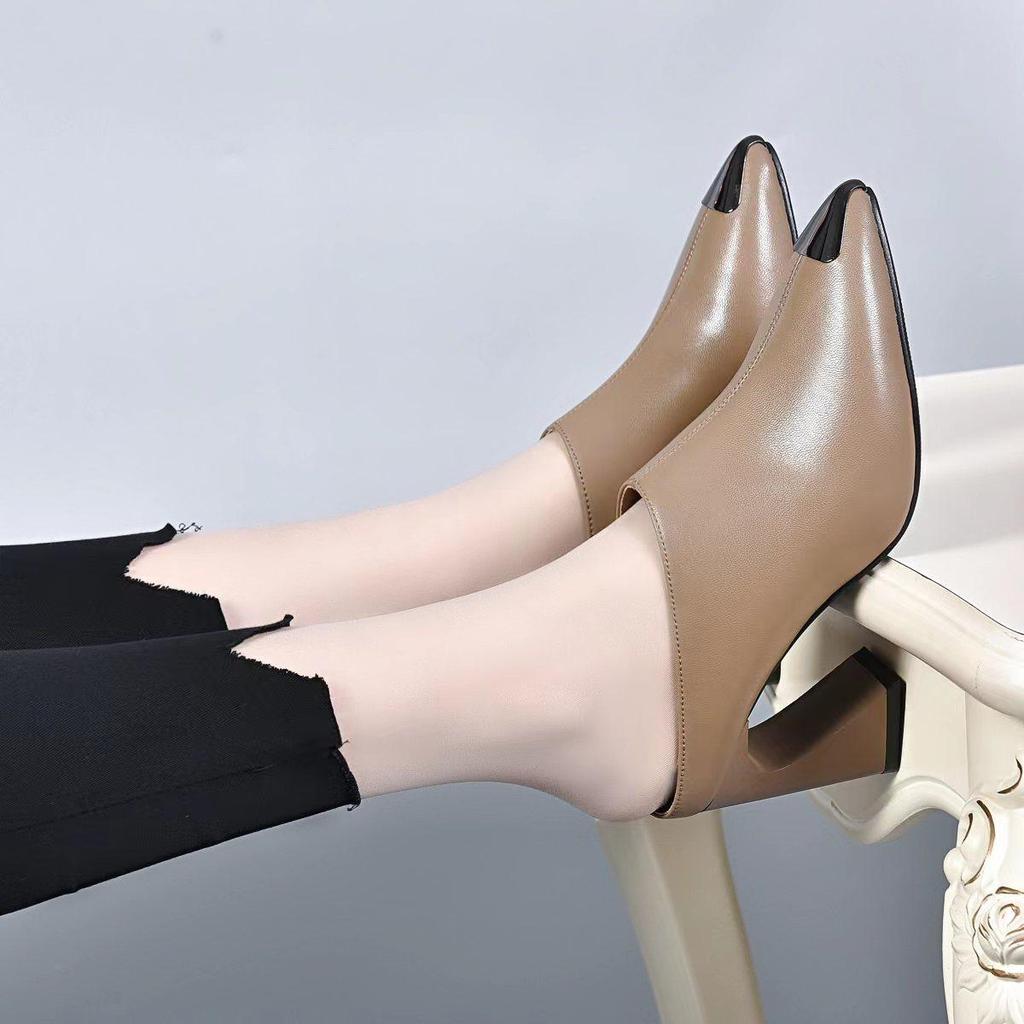 Módní Sandály Léto 20255 Nové Dámské Pantofle Sandály na Vysokém Podpatku Dámské Jednobarevné Ležérní PU Kůže Nazouvací Pantofle Lodičky Dámské Boty na Podpatku