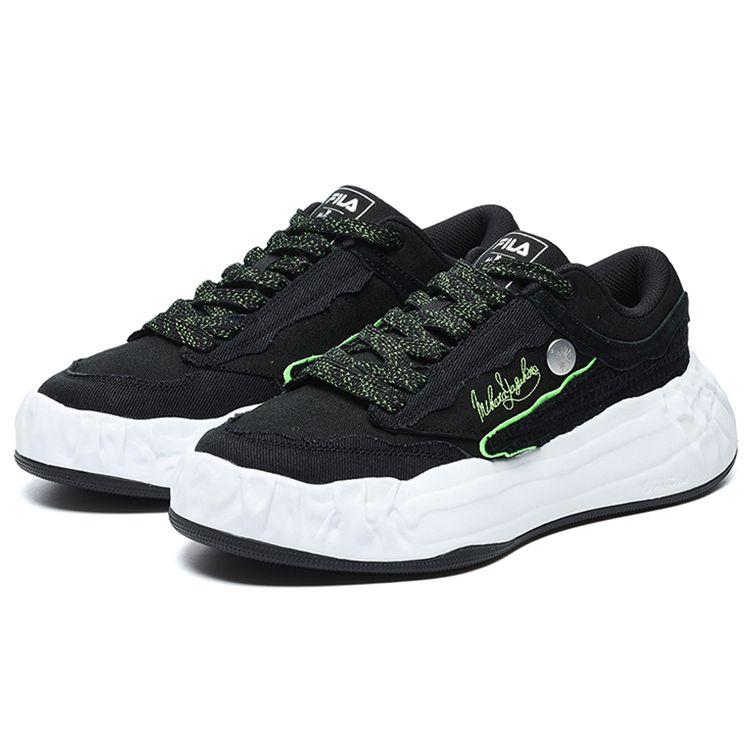 Mihara Yasuhiro X Fila FM-15 Canvas Trendy Pig Head Layer Leather Low Top Canvas Sneakers Men Sneakers Black F12M224301FBK