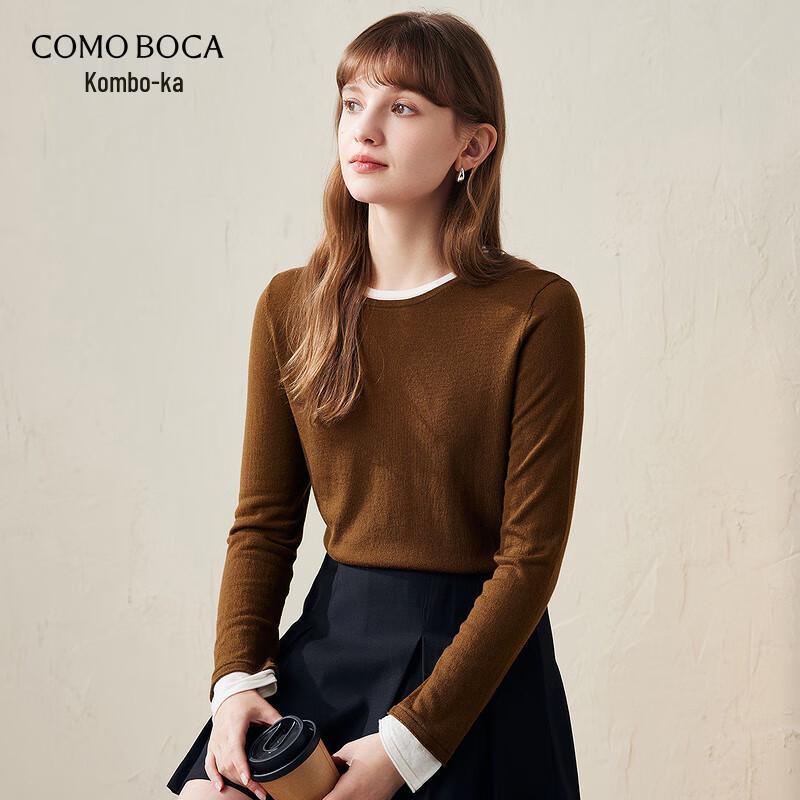Women's Faux Two-Piece Fine Wool Sweater