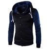 Men's Slim Fit Baseball Jacket Casual Sports Hooded Fleece Lined Button Pullover Sweatshirt With Pocket
