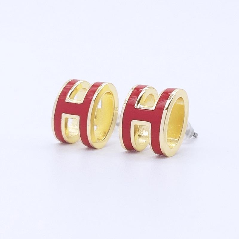 H Letter 3D Colorful Epoxy Enamel Stud Earrings - Small Titanium Steel Commuter Jewelry
