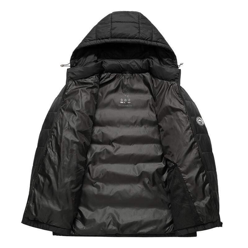 XueZhongFei Leichte Herren-Daunenjacke kurz mit abnehmbarer Kapuze