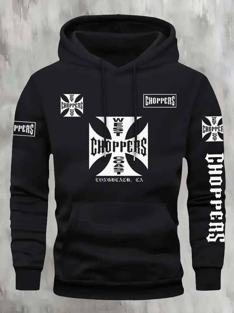 Autumn Winter European American Trend Cross English Creative Printing Hoodie New Retro Couple Outfit R Hoodie Fleece Sweatshirt