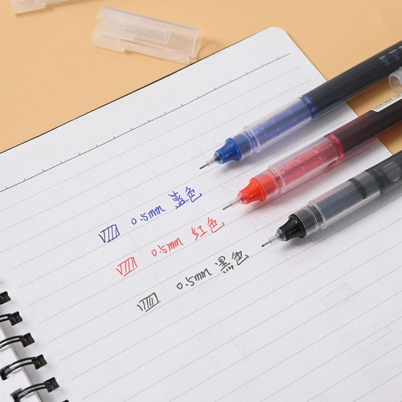 10Pcs/Pack Portable Rollerball Pen 3 Colors Optional Anti-Slip Pen Grip 0.5mm Needle Nib Office School Writing Supplies