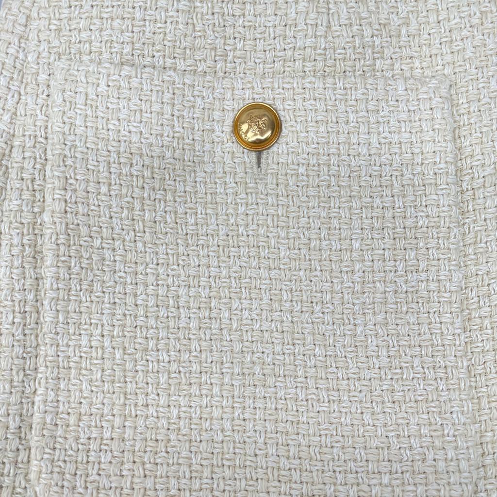 GUCCI 674332 Beige Gold Button Collarless Tweet Jacket Jacket 36 beigeUsed