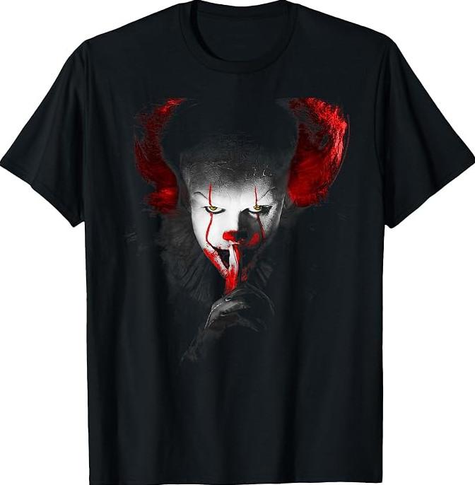IT the Clown Bloody Shhh Portrait Horror Movie T-Shirt