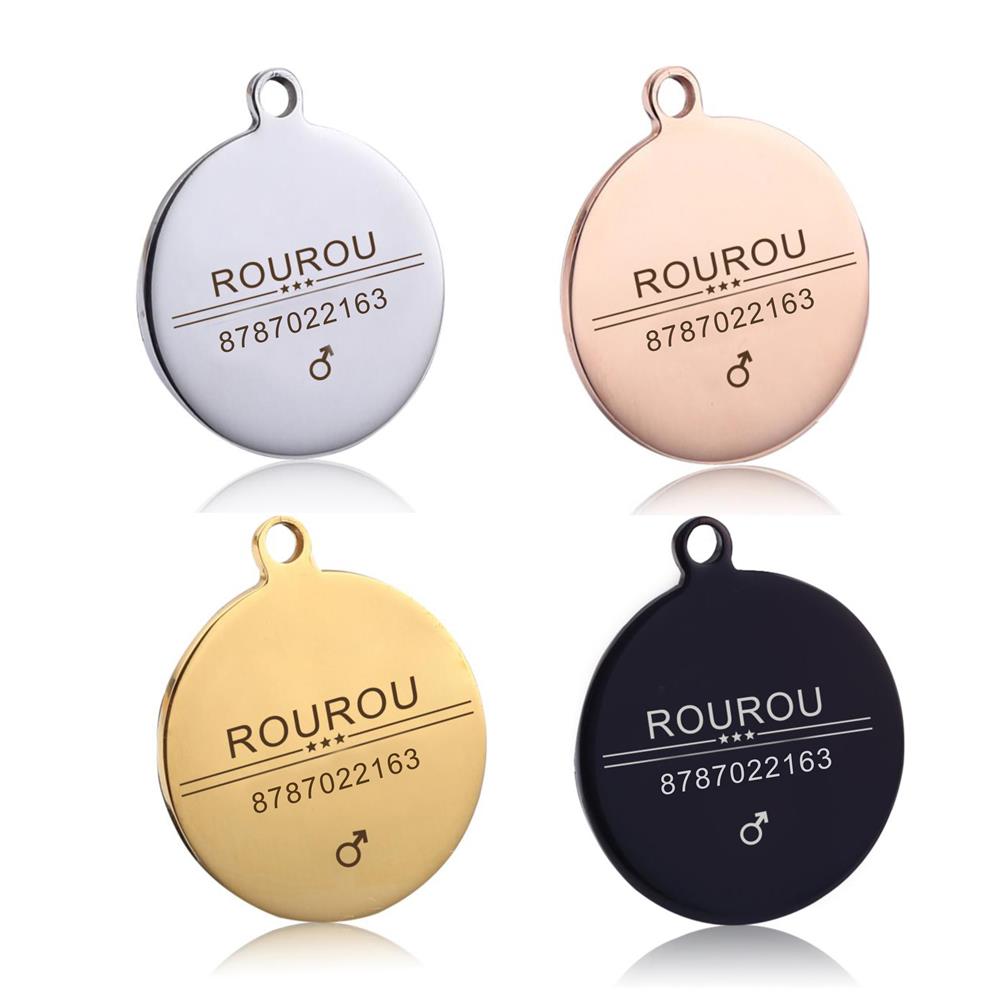 Gravură Gratuită Etichetă ID Animal de Companie Oțel Inoxidabil Etichete Nume Câine Pisică Accesorii Guler Pandantiv Personalizat, Argintiu Auriu Aur roz Negru