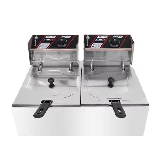 

Коммерческая электрическая двойная фритюрница 6 л + 6 л цилиндрическая фритюрница жареная курица фри оборудование закуски фаст-фуд масляная фритюрница 110 В EU Plug&Double Tank&220V