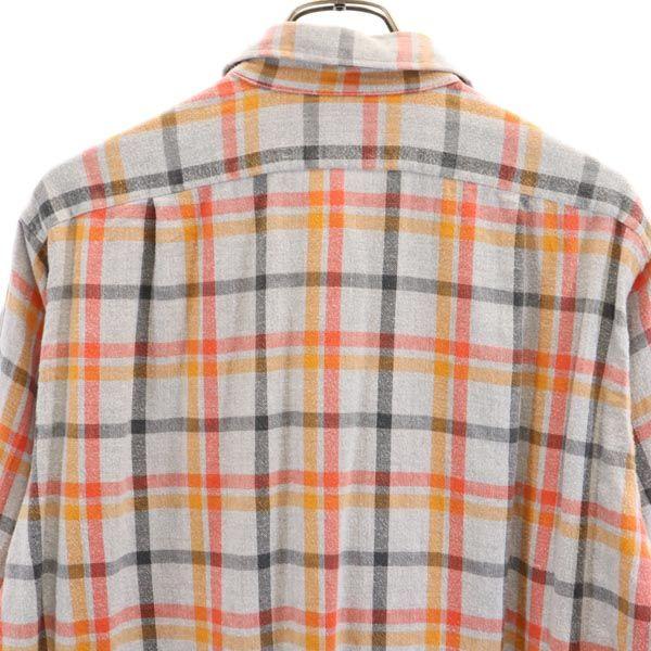 VINTAGE 40s 50s Grandpa Shirt Check Pattern Long sleeve half button shirt Women Used