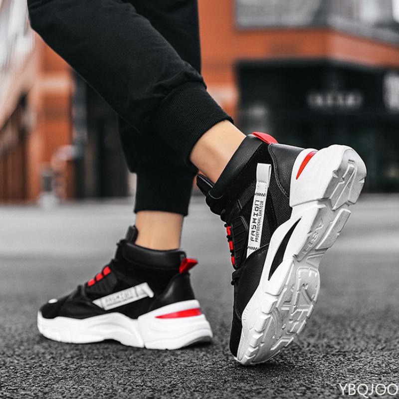 Men's Spring New High Top Shoes Trendy Sports Shoes Versatile Breathable Simple Comfortable Anti Slip Student Men's Shoes