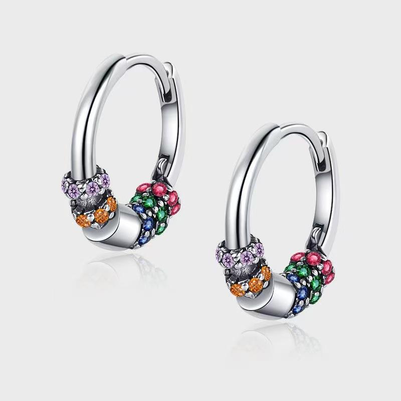 Earrings Men's High-end Sense of Color Zircon Ear Buckles Earrings Niche Design Sense Unique Light Luxury Simple Earrings Women 2026