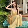 French yellow floral suspender dress women's summer 2026 fashion new waist A character looks thin and gentle Korean