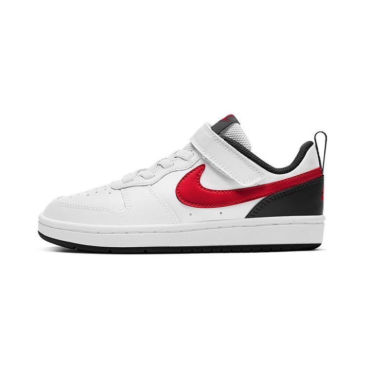 (PS) Nike Court Borough Low 2  White Black Red  Kids  BQ5451-110 EU 28