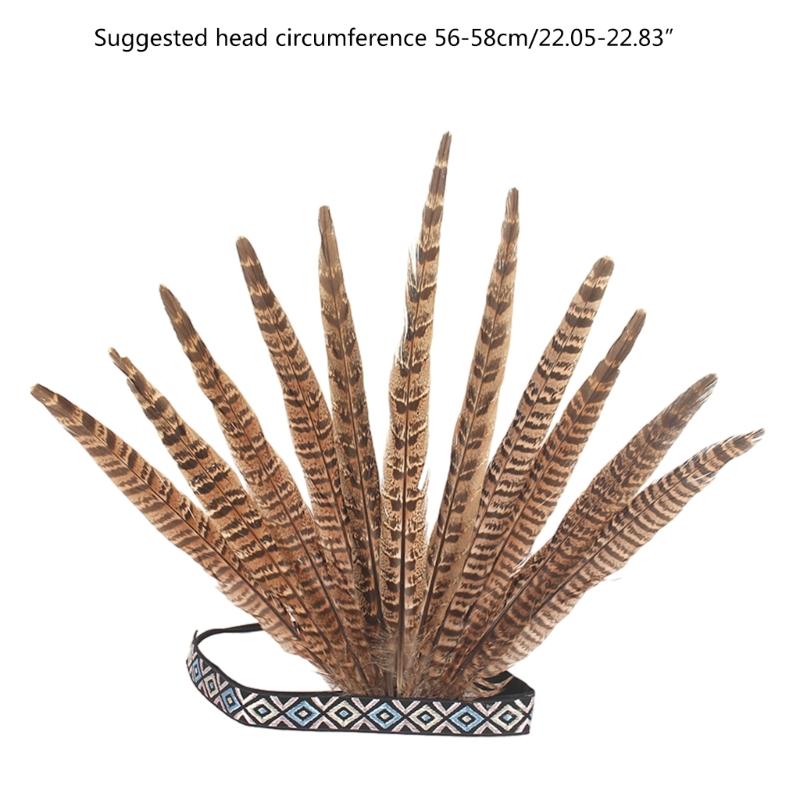 Ethnic Style Headband with Rhinestone&Feather Decors Unique Hair Hoop Women Bride Wedding Party Taking Photo Headband