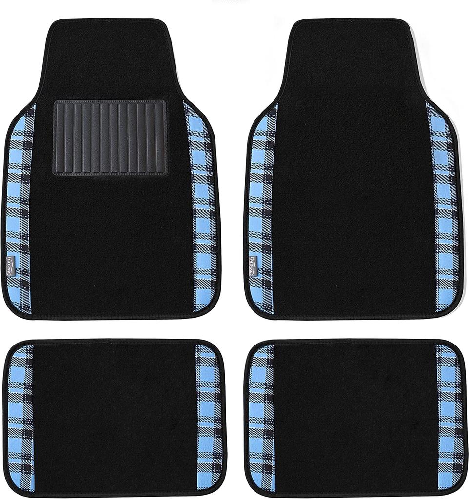 FH Group Group Tartan11 Plaid Trim Floor 64 X 46 30 X 46 Universal for and Vans Imported from F14411PLAIDBLUE (FH International) Mats, Blue, Front