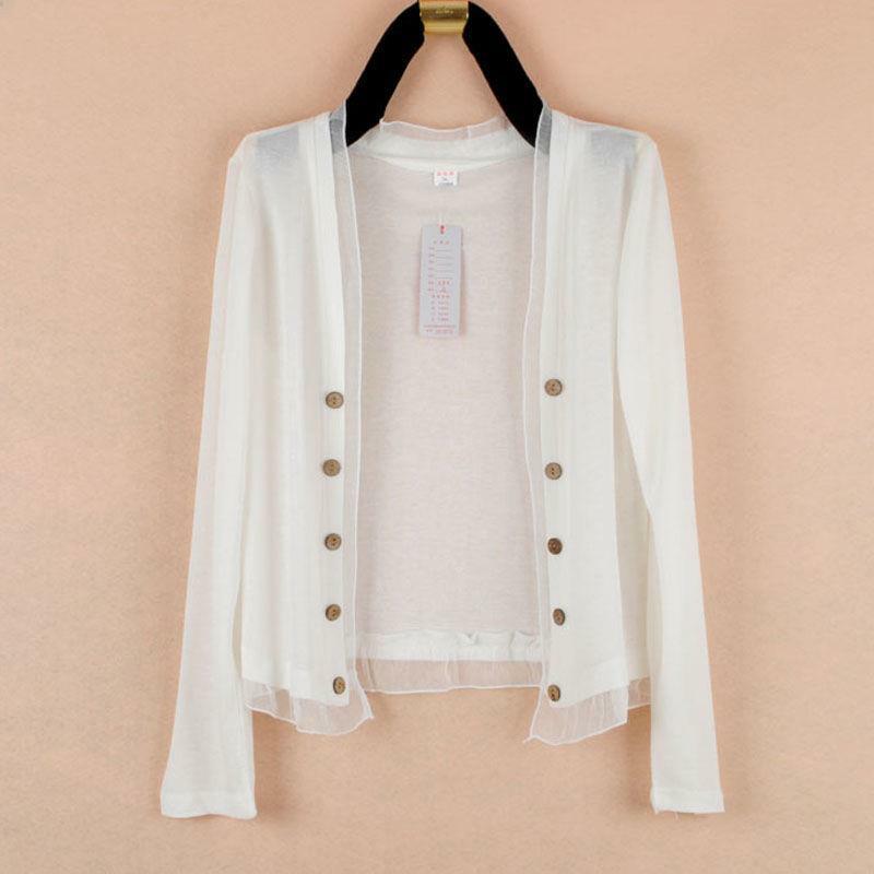Spring Summer Women's Short Thin Long Sve Knitted Cardigan Outerwear Large Size Air Conditioning Shirt