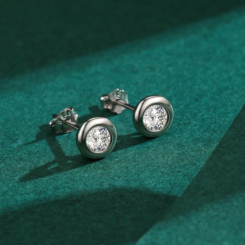 MODIAN Exquisite Round Clear CZ Ear Studs 925 Sterling Silver Sparkling Stud Earrings For Women Wedding Fine Jewelry