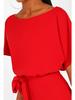 Women's Summer Button-Tie Short Sleeve Jumpsuit - European and American Style