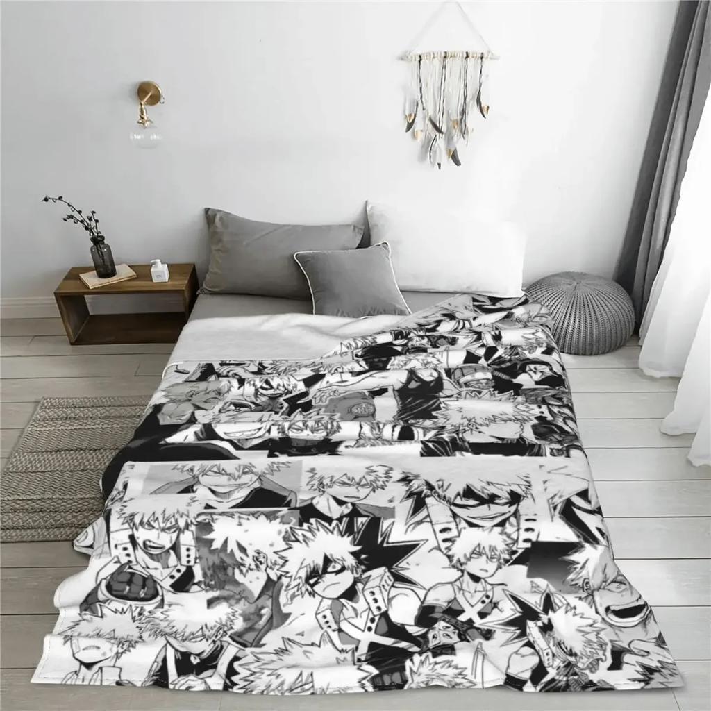 Katsuki Bakugo Blanket Flannel Decoration My Hero Academia Boku No Hero Academia Portable Throw Blanket for Home Couch Bedspread