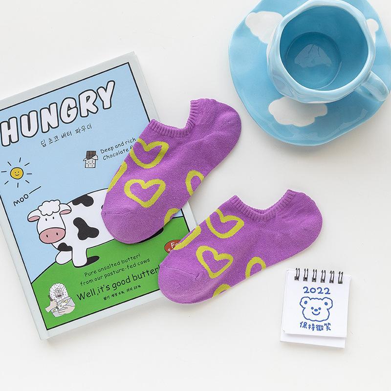 

Женские весенне-летние новые трендовые свежие мультяшные милые носки-лодочки с мелким вырезом 1 pair фиолетовый