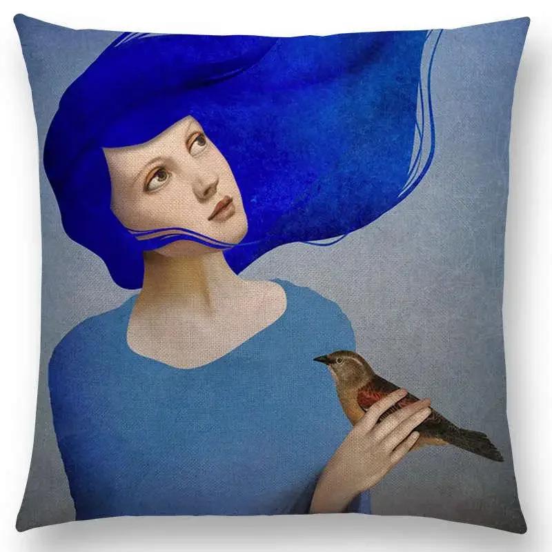 New Elegant Lady Lovely Girl Shakespeare Fantasy Painting Moon Night Swan Dream Trees Cushion Cover Sofa Throw Pillow Case