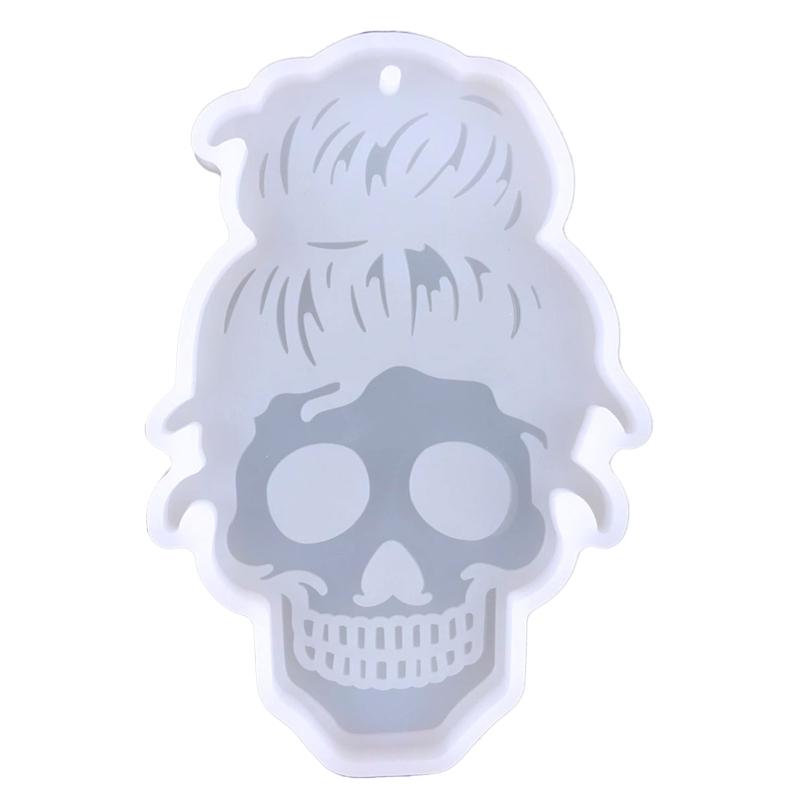 Human for Head Skull Keychain Drop Glue Mold Diy Halloween Pendant Backpack Decor Silicone Mold Epoxy Resin Crafting Mol