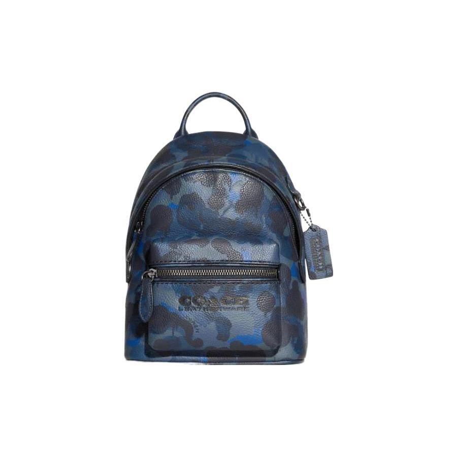 

New COACH Charter Textured Leather Backpack Small Women s Blue & Marine Blue CC404-UPW 18.3*8.9*24.1CM