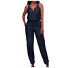 Womens Casual Off Shoulder Denim Jeans Pocket Sleeveless  Jumpsuits Rompers