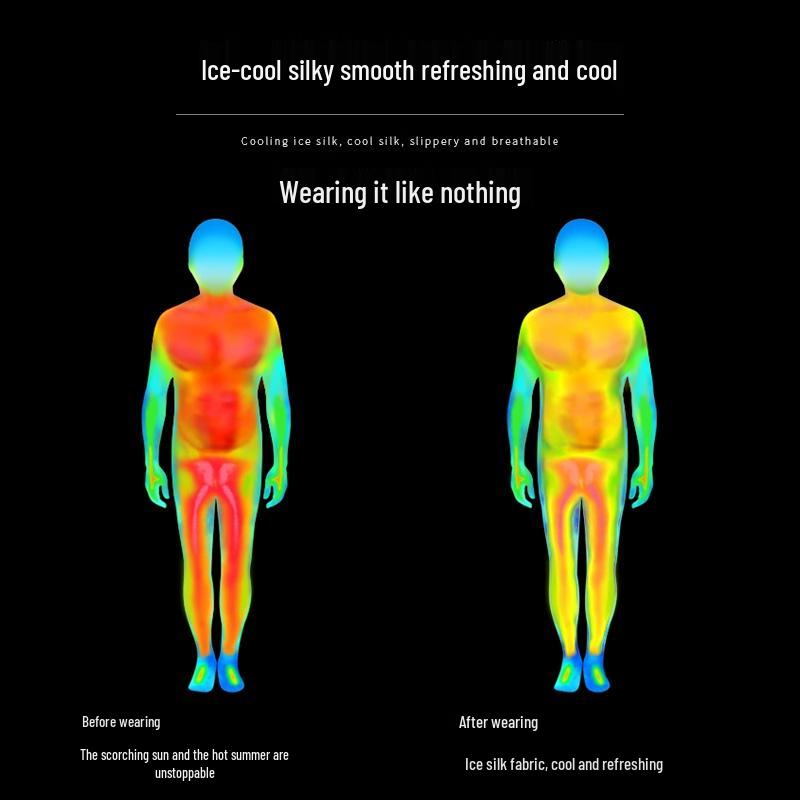 Pánská rychleschnoucí letní sportovní souprava z ledového hedvábí: Tričko s krátkým rukávem a šortky